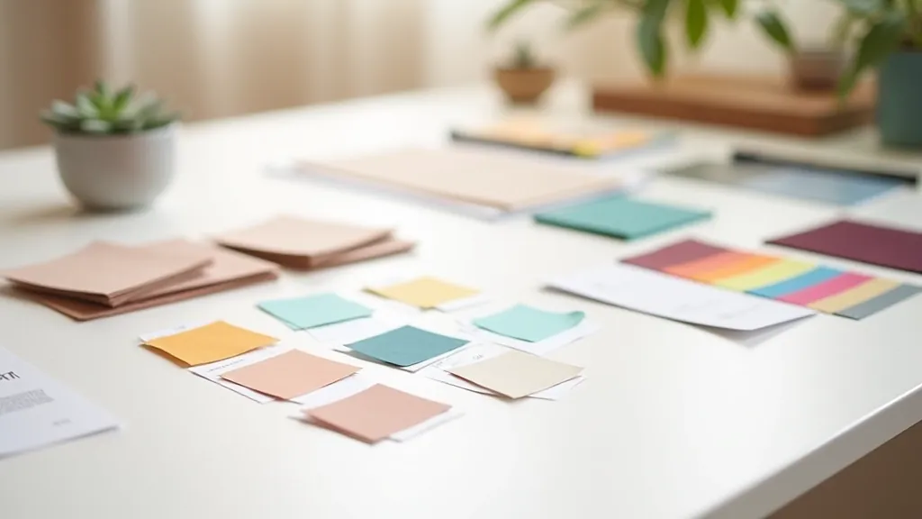 Organized color palette display showing color swatches and accent color selections for interior design